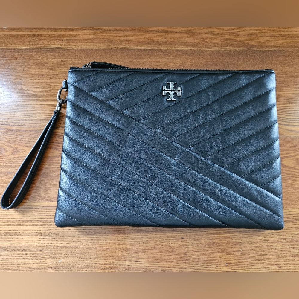 Black Chevron Leather TORY BURCH Ladies Clutch